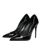 Black Calf Leather Stiletto Heels Pumps Shoes