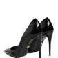 Black Calf Leather Stiletto Heels Pumps Shoes