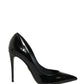 Black Calf Leather Stiletto Heels Pumps Shoes