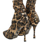 Gold Leopard Sequin Sock Ankle Boots Shoes