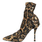 Gold Leopard Sequin Sock Ankle Boots Shoes