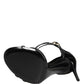 Black Leather Stiletto Heel Sandals Shoes