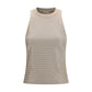 Beige Cotton Sleeveles T-Shirt