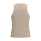 Beige Cotton Sleeveles T-Shirt