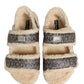 Beige Faux Fur Logo Print Flats Sandals Shoes