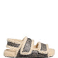 Beige Faux Fur Logo Print Flats Sandals Shoes