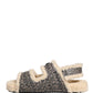 Beige Faux Fur Logo Print Flats Sandals Shoes