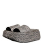 Gray Leather Monogram Logo Sandals Shoes