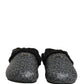 Gray Faux Fur Jacquard Mules Sandals Shoes