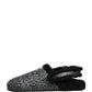 Gray Faux Fur Jacquard Mules Sandals Shoes