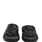Black Leather Cutout DG Logo Sandals Shoes