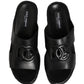 Black Leather Cutout DG Logo Sandals Shoes