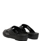 Black Leather Cutout DG Logo Sandals Shoes