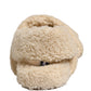Beige Faux Fur Slides Men Flats Sandals Shoes