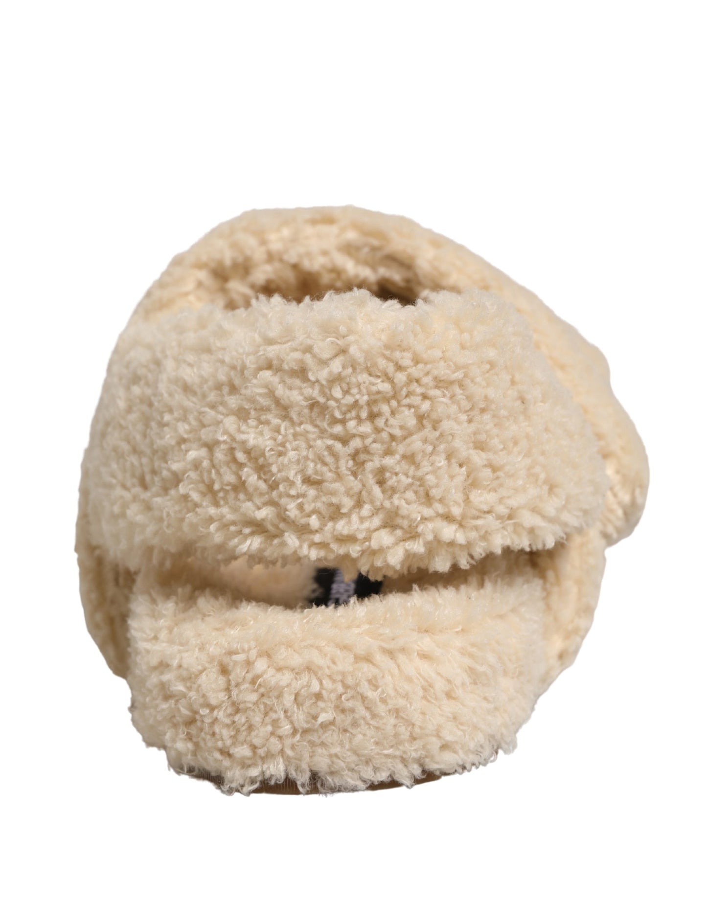 Beige Faux Fur Slides Men Flats Sandals Shoes