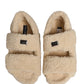 Beige Faux Fur Slides Men Flats Sandals Shoes