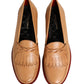 Beige Tassel Leather Men Slip On Loafers Shoes
