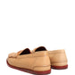Beige Tassel Leather Men Slip On Loafers Shoes