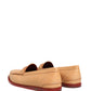 Beige Tassel Leather Men Slip On Loafers Shoes