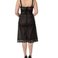 Black Silk Lace Slip Lingerie Chemise Sleepwear