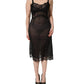 Black Silk Lace Slip Lingerie Chemise Sleepwear