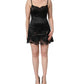 Black Silk Lace Lingerie Short Chemise Sleepwear