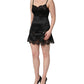 Black Silk Lace Lingerie Short Chemise Sleepwear
