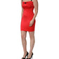 Red Nylon Blend Cady Sleeveless Mini Dress