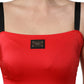Red Nylon Blend Cady Sleeveless Mini Dress