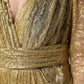 Gold Sheer Lace Crystal Embellished Dress
