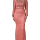 Pink Embellished Mermaid Lace Gown Dress