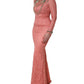 Pink Embellished Mermaid Lace Gown Dress