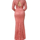 Pink Embellished Mermaid Lace Gown Dress