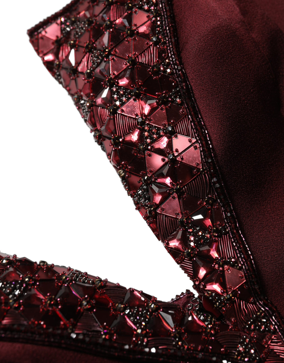 Maroon Embellished Vneck Evening Gown Dress