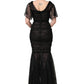 Black Sequinned Mermaid Evening Gown Dress