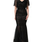 Black Sequinned Mermaid Evening Gown Dress