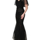 Black Sequinned Mermaid Evening Gown Dress