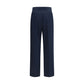 Blue Cotton Casual Pants