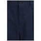 Blue Cotton Casual Pants