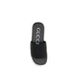 Black Fabric Flat Sandals
