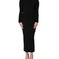 Black Long Sleeves Viscose Sheath Maxi Dress