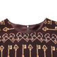 Brown Keys Fitted Sheath Knee Length Dress