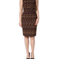 Brown Keys Fitted Sheath Knee Length Dress