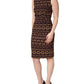 Brown Keys Fitted Sheath Knee Length Dress
