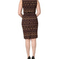 Brown Keys Fitted Sheath Knee Length Dress
