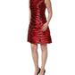 Red Black Tiger Print Jacquard Flared Dress