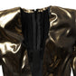 Gold Plunging Neckline Sheath Mini Dress