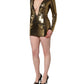 Gold Plunging Neckline Sheath Mini Dress