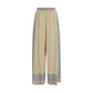 Beige Silk Casual Pants