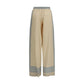 Beige Silk Casual Pants